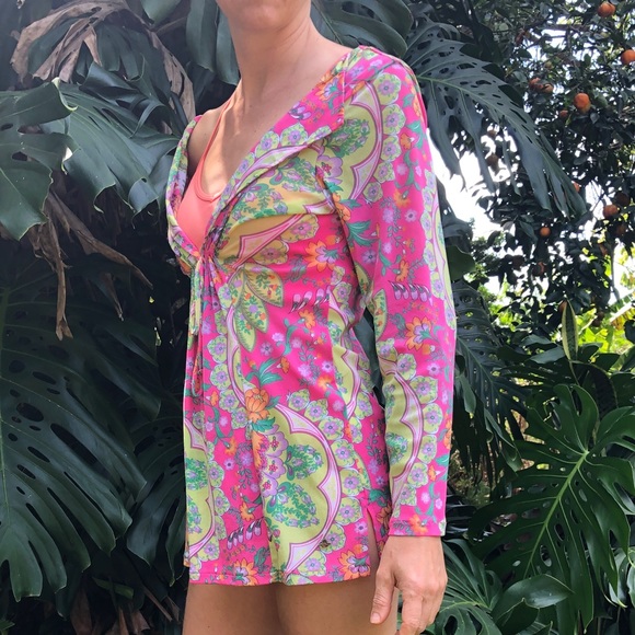 Cia Maritima flower blouse or swimsuit cover ups - Picture 2 of 4